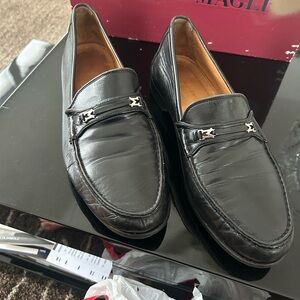 Bruno Magli Black Leather Slip-On Loafers